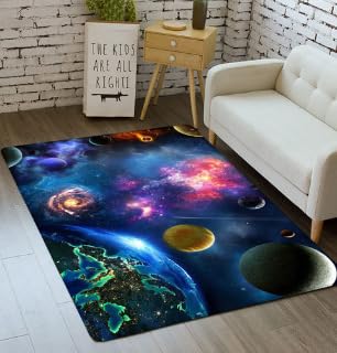BNMKYTWASJP 3D Planet Teppich Schlafzimmer Nachttisch Teppich Vollbodenmatte Wohnzimmer (A-14,80 x 150 cm) von BNMKYTWASJP