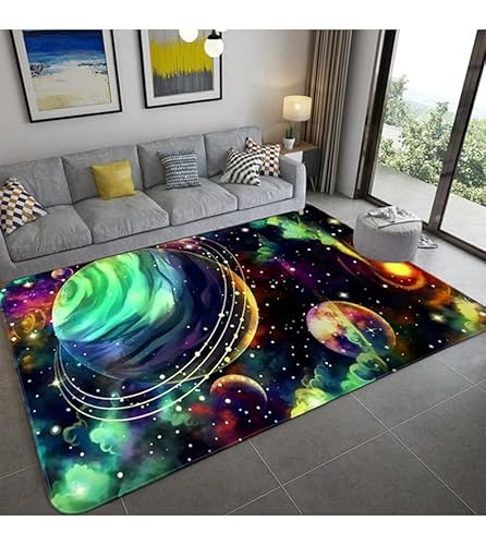 BNMKYTWASJP 3D Planet Teppich Schlafzimmer Nachttisch Teppich Vollbodenmatte Wohnzimmer (A-15,120 x 160 cm) von BNMKYTWASJP