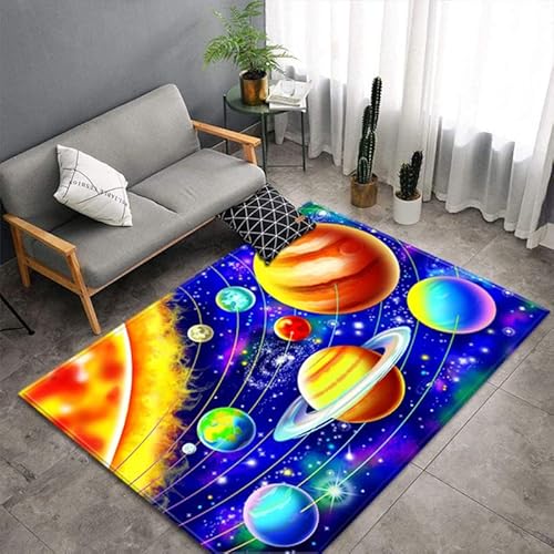 BNMKYTWASJP 3D-Planet-Teppich für Wohnzimmer, Schlafzimmer, Nachttisch, Bodenmatte, Hotel, Gastfamilie, dekorativer Teppich (A-7,50 x 80 cm) von BNMKYTWASJP
