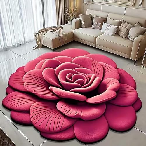 BNMKYTWASJP Dreidimensionaler 3D-Teppich, saugfähig und rutschfest, schmutzabweisend und pflegeleicht (A-06, 140 x 140 cm) von BNMKYTWASJP