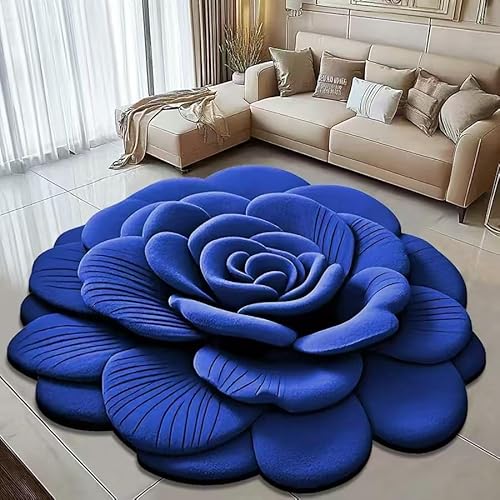 BNMKYTWASJP Dreidimensionaler 3D-Teppich, saugfähig und rutschfest, schmutzabweisend und pflegeleicht (A-08, 120 x 120 cm) von BNMKYTWASJP