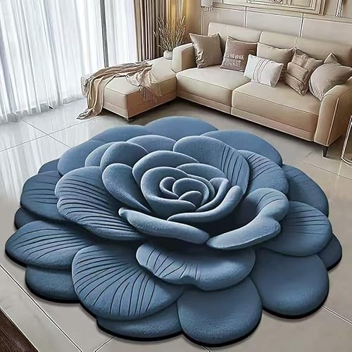 BNMKYTWASJP Dreidimensionaler 3D-Teppich, saugfähig und rutschfest, schmutzabweisend und pflegeleicht (A-09,160 x 160 cm) von BNMKYTWASJP