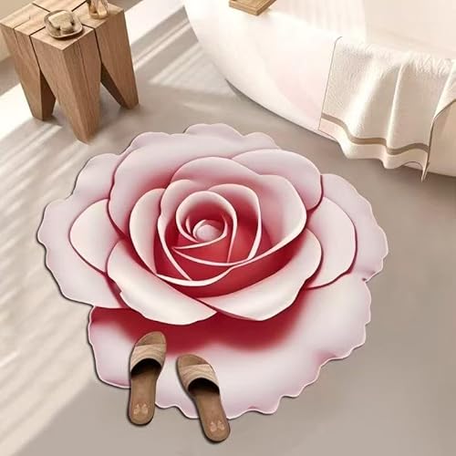 BNMKYTWASJP Einfarbiger 3D-Blumenteppich, schmutzabweisend, pflegeleicht, saugfähig, rutschfest, schnell trocknend (3D-11,120 x 120 cm) von BNMKYTWASJP