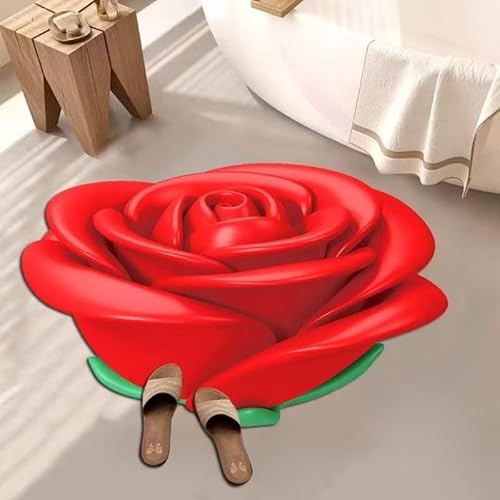 BNMKYTWASJP Einfarbiger 3D-Blumenteppich, schmutzabweisend, pflegeleicht, saugfähig, rutschfest, schnell trocknend (3D-15,120 x 120 cm) von BNMKYTWASJP