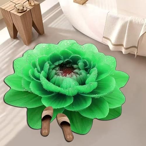 BNMKYTWASJP Einfarbiger 3D-Blumenteppich, schmutzabweisend, pflegeleicht, saugfähig, rutschfest, schnell trocknend (3D-5,160 x 160 cm) von BNMKYTWASJP