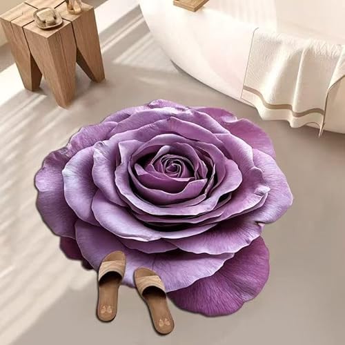 BNMKYTWASJP Einfarbiger 3D-Blumenteppich, schmutzabweisend, pflegeleicht, saugfähig, rutschfest, schnell trocknend (3D-7,40 x 40 cm) von BNMKYTWASJP