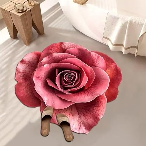 BNMKYTWASJP Einfarbiger 3D-Blumenteppich, schmutzabweisend, pflegeleicht, saugfähig, rutschfest, schnell trocknend (3D-8,40 x 40 cm) von BNMKYTWASJP