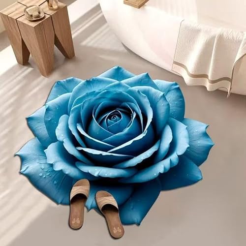 BNMKYTWASJP Einfarbiger 3D-Blumenteppich für Zuhause, schmutzabweisend, pflegeleicht, saugfähig, rutschfest, schnell trocknend (3D-10,80 x 80 cm) von BNMKYTWASJP