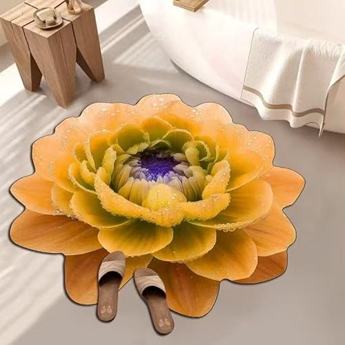 BNMKYTWASJP Einfarbiger 3D-Blumenteppich für Zuhause, schmutzabweisend, pflegeleicht, saugfähig, rutschfest, schnell trocknend (3D-12, 100 x 100 cm) von BNMKYTWASJP
