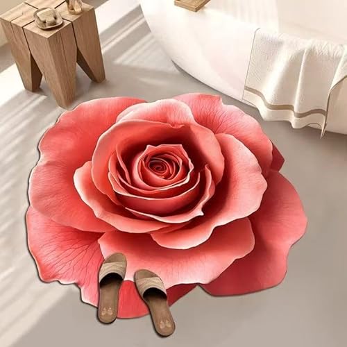 BNMKYTWASJP Einfarbiger 3D-Blumenteppich für Zuhause, schmutzabweisend, pflegeleicht, saugfähig, rutschfest, schnell trocknend (3D-13,80 x 80 cm) von BNMKYTWASJP