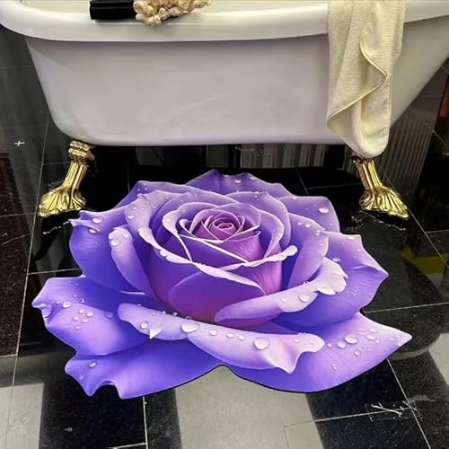 BNMKYTWASJP Einfarbiger 3D-Blumenteppich für Zuhause, schmutzabweisend, pflegeleicht, saugfähig, rutschfest, schnell trocknend (3D-16, 100 x 100 cm) von BNMKYTWASJP