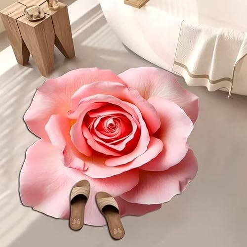 BNMKYTWASJP Einfarbiger 3D-Blumenteppich für Zuhause, schmutzabweisend, pflegeleicht, saugfähig, rutschfest, schnell trocknend (3D-6,80 x 80 cm) von BNMKYTWASJP