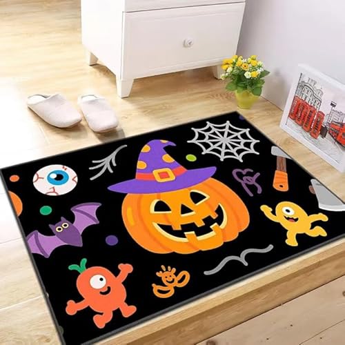 BNMKYTWASJP Halloween-Anti-Rutsch-Matte, Küchen-Set, schmutzabweisende und verschleißfeste Bodenmatte, saugfähige Fußmatte (Halloween, 7,50 x 80 cm) von BNMKYTWASJP
