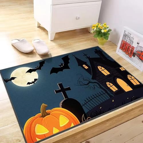 BNMKYTWASJP Halloween-Anti-Rutsch-Matte, Küchen-Set, schmutzabweisende und verschleißfeste Bodenmatte, saugfähige Fußmatte (Halloween 11,40 x 60 cm) von BNMKYTWASJP