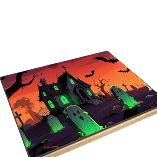 BNMKYTWASJP Halloween-Anti-Rutsch-Matte, Küchen-Set, schmutzabweisende und verschleißfeste Bodenmatte, saugfähige Fußmatte (Halloween 2,50 x 80 cm) von BNMKYTWASJP