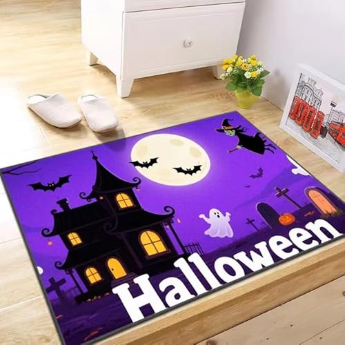BNMKYTWASJP Halloween-Anti-Rutsch-Matte, Küchen-Set, schmutzabweisende und verschleißfeste Bodenmatte, saugfähige Fußmatte (Halloween 4,60 x 90 cm) von BNMKYTWASJP