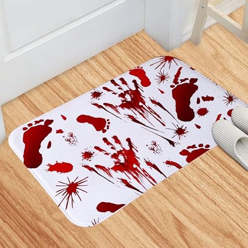 BNMKYTWASJP Halloween Blut Fußabdruck Bodenmatte Fuß Blutfleck Teppich Horror Blutfleck Halloween Anfänger Guide (Halloween-4,50 x 80) von BNMKYTWASJP
