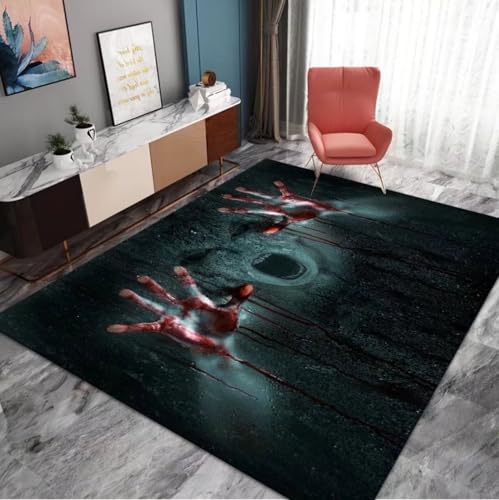 BNMKYTWASJP Halloween-Teppich, rutschfester Badezimmerteppich, Badezimmer, Wohnzimmer, Schlafzimmer, Korridor (A-06,140 x 200 cm) von BNMKYTWASJP