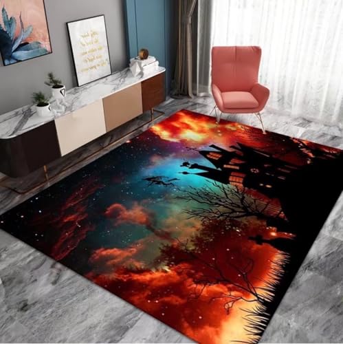 BNMKYTWASJP Halloween-Teppich, rutschfester Badezimmerteppich, Badezimmer, Wohnzimmer, Schlafzimmer, Korridor (A-07,100 x 160 cm) von BNMKYTWASJP