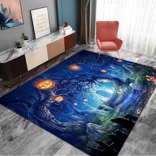 BNMKYTWASJP Halloween-Teppich, rutschfester Badezimmerteppich, Badezimmer, Wohnzimmer, Schlafzimmer, Korridor (A-08,100 x 160 cm) von BNMKYTWASJP