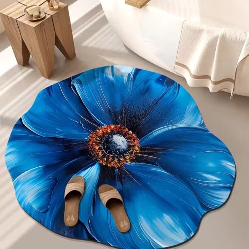 BNMKYTWASJP Saugfähige 3D-Blumen-Fußmatte, Wohnzimmerteppich, Kleiderschrank, rutschfeste Bodenmatte, Schlafzimmer (A-02,50 x 50 cm) von BNMKYTWASJP