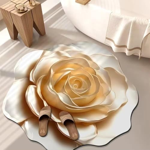 BNMKYTWASJP Saugfähige 3D-Blumen-Fußmatte, Wohnzimmerteppich, Kleiderschrank, rutschfeste Bodenmatte, Schlafzimmer (A-04, 100 x 100 cm) von BNMKYTWASJP