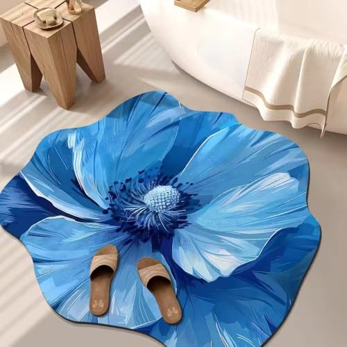 BNMKYTWASJP Saugfähige 3D-Blumen-Fußmatte, Wohnzimmerteppich, Kleiderschrank, rutschfeste Bodenmatte, Schlafzimmer (A-05,80 x 80 cm) von BNMKYTWASJP