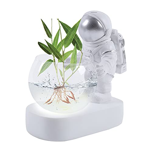 Astronaut Vase,Astronauten Figur Blumentopf,Spaceman Statue,Taucher hydroponischen Pflanze Glasvase,Pflanzentopf,Übertopf,Glas Hydrokultur Pflanzer,Birne Goldene Astronaut Statuen (A) von BNNG