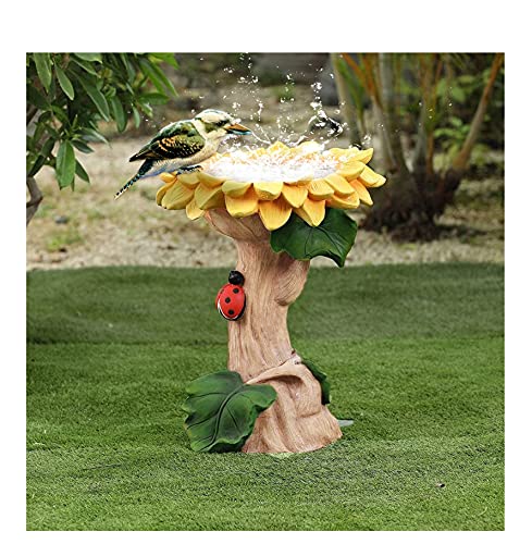 BNNG Sonnenblume Vogeltränke, 16 x 26 cm Frostsicher Stehend Modern Garten, Vogelschale Vogel Badewanne, Vogeltränke Winterfest Stein Polyresin Trinkschale Für Garten Rasen Hofdekoration von BNNG