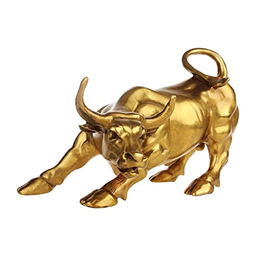 Messing Wall Street Bull Statue, 11,9 x 7,6 x 6,3 cm, Startseite Wohnzimmer Büro Dekoration, viel Glück und Reichtum Thanksgiving/Weihnachten handgefertigte Geschenk von BNNG