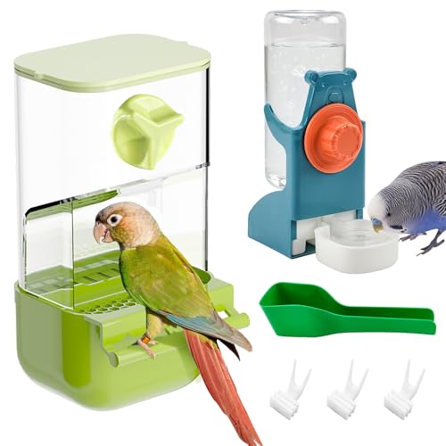 BNOSDM Automatischer Vogelfutterspender Wasserspender Set Keine Unordnung Vogelkäfig Futterspender Papageienkäfig Zubehör Transparent Samen Futterbehälter mit Sitzstange für Finken Sittiche BNOSDM Automatischer Vogelfutterspender Wasserspender Set Keine Unordnung Vogelkäfig Futterspender Papageienkäfig Zubehör Transparent Samen Futterbehälter mit Sitzstange für Finken Sittiche von BNOSDM