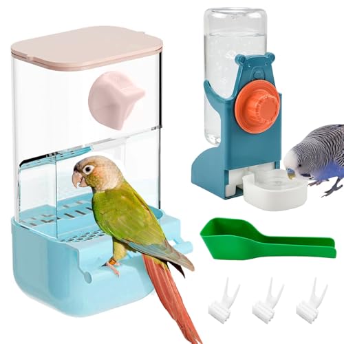 BNOSDM Automatischer Vogelfutterspender Wasserspender Set Keine Unordnung Vogelkäfig Futterspender Papageienkäfig Zubehör Transparent Samen Futterbehälter mit Sitzstange für Finken Sittiche BNOSDM Automatischer Vogelfutterspender Wasserspender Set Keine Unordnung Vogelkäfig Futterspender Papageienkäfig Zubehör Transparent Samen Futterbehälter mit Sitzstange für Finken Sittiche von BNOSDM
