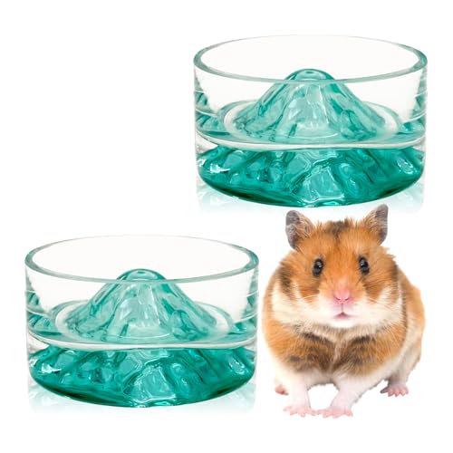 BNOSDM Futter- und Wassernapf für Hamster, Fuji-Stil, Glas, Trinknapf, Zwerghamster, Futternapf, für syrische Hamster, Rennmäuse, Mäuse, Ratten oder andere ähnlich große Haustiere, Grün, 2 Stück von BNOSDM