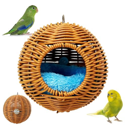 BNOSDM Rattan Vogelnest Papagei Nisthaus Sittich Nisthaus Weiches Lovebird Warmbett Schlafen für Papageien Vogelkäfig Zubehör für Nymphensittiche Wellensittiche Finken Kanarienvögel (Einzelloch-Stil) BNOSDM Rattan Vogelnest Papagei Nisthaus Sittich Nisthaus Weiches Lovebird Warmbett Schlafen für Papageien Vogelkäfig Zubehör für Nymphensittiche Wellensittiche Finken Kanarienvögel (Einzelloch-Stil) von BNOSDM