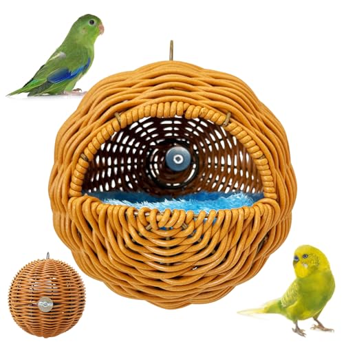 BNOSDM Rattan Vogelnest Papagei Nisthaus Sittich Nisthaus Weiches Lovebird Warmbett Schlafen für Papageien Vogelkäfig Zubehör für Nymphensittiche Wellensittiche Finken Kanarienvögel (G-Loch-Stil) BNOSDM Rattan Vogelnest Papagei Nisthaus Sittich Nisthaus Weiches Lovebird Warmbett Schlafen für Papageien Vogelkäfig Zubehör für Nymphensittiche Wellensittiche Finken Kanarienvögel (G-Loch-Stil) von BNOSDM