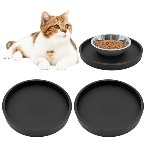 BNOSDM Silikon-Futtermatte für Katzen und Hunde, rutschfest, wasserdicht, für kleine und mittelgroße Katzen und Hunde, 18 cm, Schwarz, 2 Stück von BNOSDM