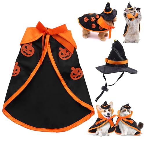 Halloween Hund Katze Kostüm Umhang, Halloween Haustier Kostüm, Kostüm Hund Katze Hexenhut Dekorationen, Haustiere Katze Umhang Hut, Haustier Halloween Kostümiert Kap Halloween Hund Katze Kostüm Umhang, Halloween Haustier Kostüm, Kostüm Hund Katze Hexenhut Dekorationen, Haustiere Katze Umhang Hut, Haustier Halloween Kostümiert Kap von BNOYONERAS