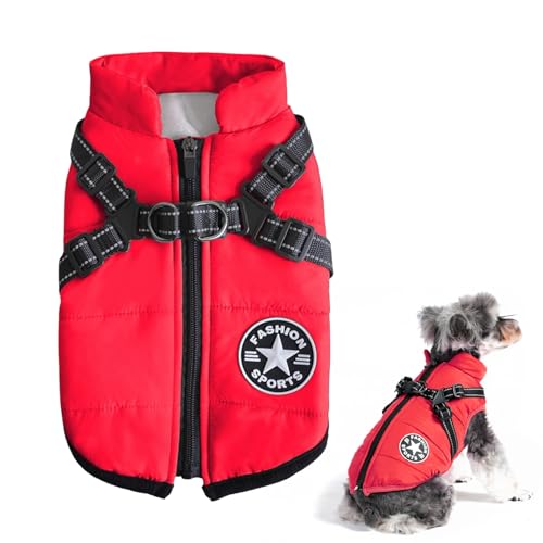 Hundemantel für Mittelgroße Hunde Winter Warmer Winter Wasserdicht Hundejacke Gepolsterte Weste Mit Brustgurt Reflektierend Ärmellose mit Geschirr Outdoor Rot M Hundemantel für Mittelgroße Hunde Winter Warmer Winter Wasserdicht Hundejacke Gepolsterte Weste Mit Brustgurt Reflektierend Ärmellose mit Geschirr Outdoor Rot M von BNOYONERAS