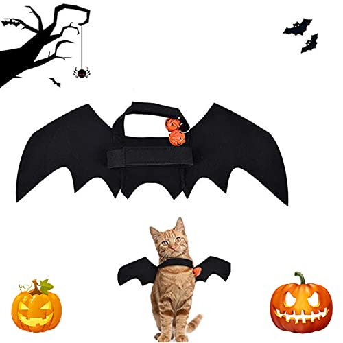 Katze Bat Wings Kostüm, Halloween Katze Kleidung, Halloween Hund Kleidung, Haustier Fledermaus Kostüm, Haustierkostüm Fledermausflügel, 1pc Halloween Bat Wings für Hunde/Katzen mit 2Pcs Pumpkin Bell Katze Bat Wings Kostüm, Halloween Katze Kleidung, Halloween Hund Kleidung, Haustier Fledermaus Kostüm, Haustierkostüm Fledermausflügel, 1pc Halloween Bat Wings für Hunde/Katzen mit 2Pcs Pumpkin Bell von BNOYONERAS