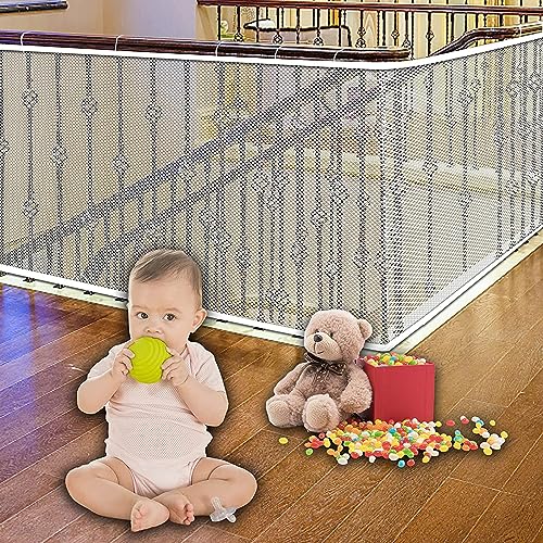 Treppen Schutznetz Kinder Sicherheitsnetz Kinder Treppenschutznetz Baby Balkon Sicherheitsnetz Kinder Treppengeländer Zaun Mesh-Schutznetz Balkonnetz Kinder Baby Balkonnetz Safety Net 2m x 79cm von BNOYONERAS