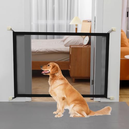 Treppenschutzgitter Hund Türschutzgitter Ohne Bohren Absperrgitter Hund Baby Absperrgitter Schutzgitter Treppe Hundebarrieren Kinderschutzgitter Maschengitter Absperrgitter für Haustier 100 * 78CM von BNOYONERAS