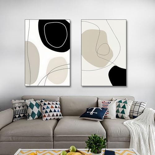 Abstrakte Linie Pflanze Poster,Modernes Geometrisches Linie Poster,Abstrakter Kunstplakate Boho Deko Bilder für Wohnzimmer Schlafzimmer-Ohne Rahmen (A, 40x60cm*2, Ungerahmt) von BNREDA