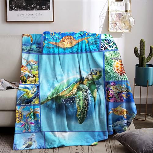BNREDA kuscheldecke schildkröte, Tiere im Ozean Flauschige Flanell Fleecedecke, Couchdecke Wohndecke für Kinder und Erwachsene (Tiere-2, 150x200cm) von BNREDA
