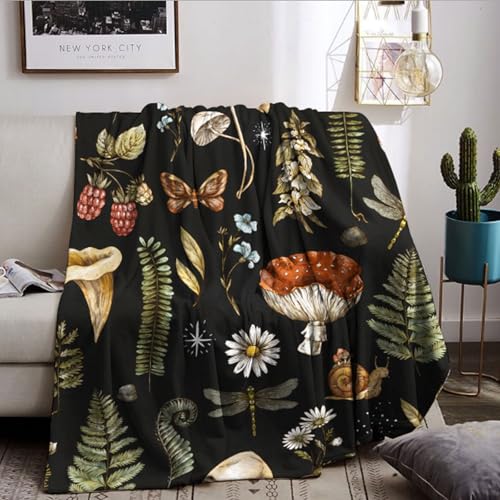Kinder Kuscheldecke, Decke mit Pilz-Druck, Süße Pilzdruck Flanell Fleecedecke, Warm und Gemütlich Couchdecke Wohndecke (Pilz-2, 150x200cm) von BNREDA