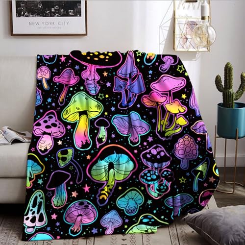 Kinder Kuscheldecke, Decke mit Pilz-Druck, Süße Pilzdruck Flanell Fleecedecke, Warm und Gemütlich Couchdecke Wohndecke (Pilz-3, 150x200cm) von BNREDA
