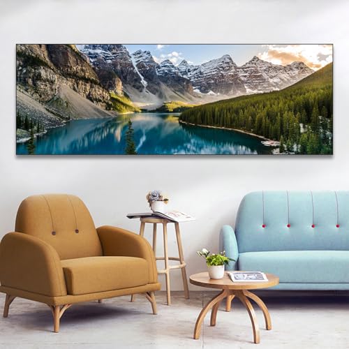 Leinwandbilder Berge Landschaft Natur,Moderne Panorama Bilder Groß XXL Schlafzimmer Wohnzimmer Wanddekoration Wandbild-Sonnenuntergang Meer Strand,Rahmenlos (C, 60x180cm, Ungerahmt) von BNREDA