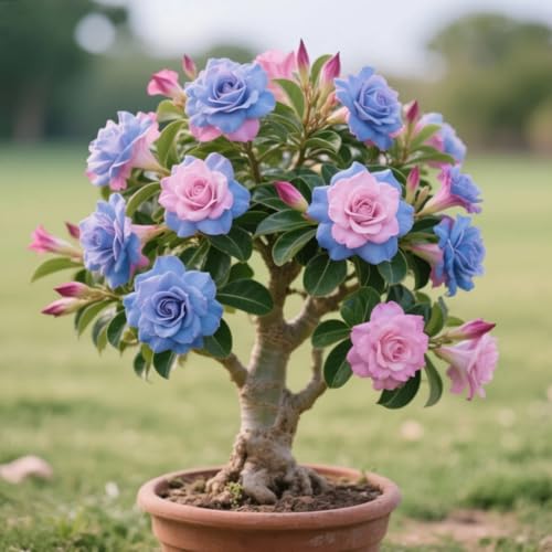 Seltene Wüstenrose, Sukkulente, mehrjährige winterharte Wüstenrosenknolle, Blumenzwiebeln, Lang anhaltende Blüte-4 Rhizome-F von BNSOIDE