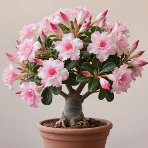 Winterhart Wüstenrose-Sukkulente-Wüstenrosen-Rhizom-Adenium obesum-Geeignet für Gartenhof im Freien-Landschaftsgestaltung-2 Rhizome-B von BNSOIDE