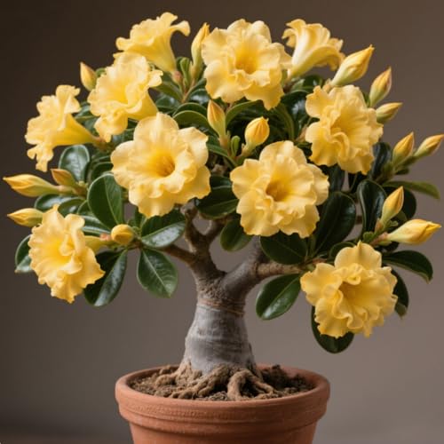 Winterhart Wüstenrose-Sukkulente-Wüstenrosen-Rhizom-Adenium obesum-Geeignet für Gartenhof im Freien-Landschaftsgestaltung-4 Rhizome-J von BNSOIDE