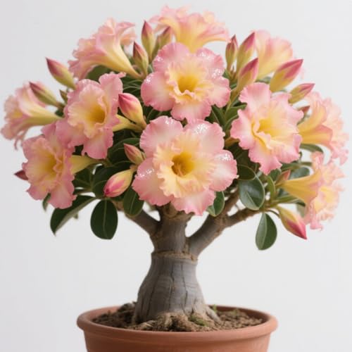 Winterhart mehrjährige Wüstenrose Rhizome-Sukkulenten-Geeignet für die Bepflanzung von Innen- und Außengärten Lang anhaltende Blüte-4 Rhizome-A von BNSOIDE